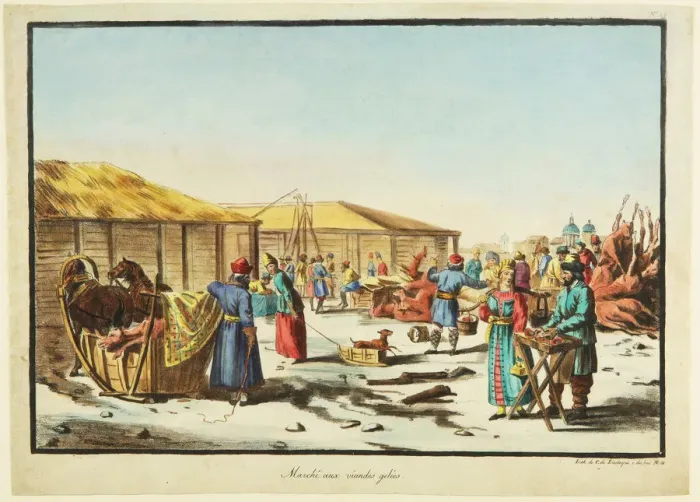 Framed Print : Frozen Meats Market, ca 1814. Artist: Anonymous Framed Print : Frozen Meats Market, ca 1814. Artist: Anonymous