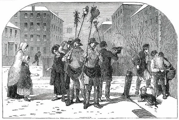 Frozen-Out Gardeners and Snow Clearers - drawn by Foster, 1850. Creator: Edmund Evans