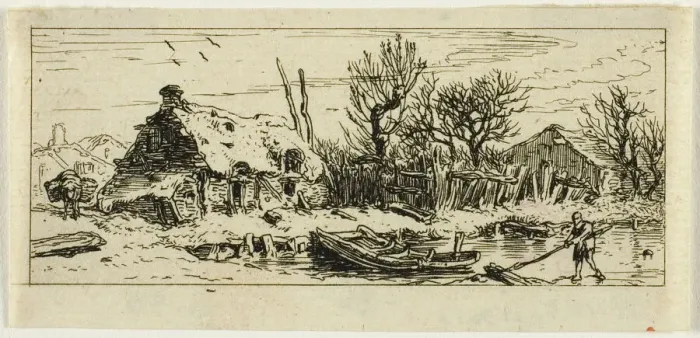 Framed Print : The Frozen Pond, small plate, 1845. Creator: Charles Emile Jacque Framed Print : The Frozen Pond, small plate, 1845. Creator: Charles Emile Jacque