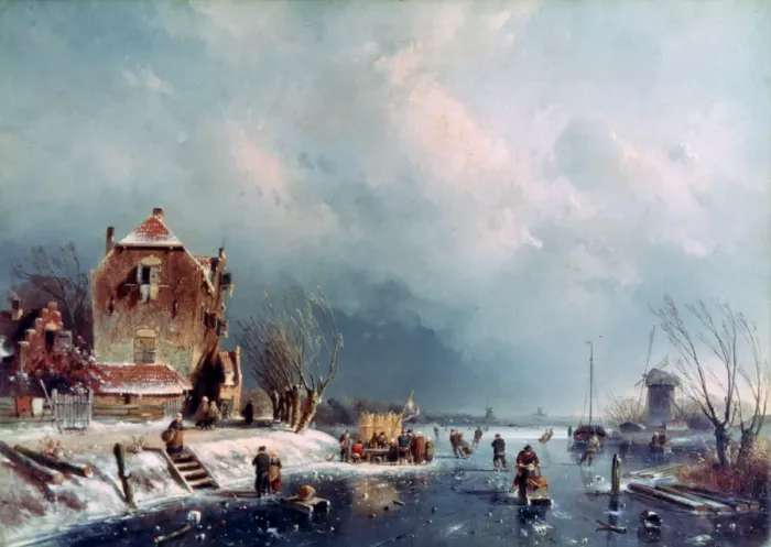 Framed Print : Frozen River, 1787-1870. Artist: Andreas Schelfhout Framed Print : Frozen River, 1787-1870. Artist: Andreas Schelfhout
