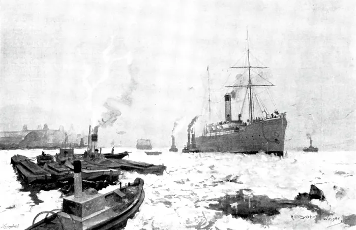Framed Print : The Frozen Thames: a study near Blackwall, 1895. Creator: George Meisenbach Framed Print : The Frozen Thames: a study near Blackwall, 1895. Creator: George Meisenbach