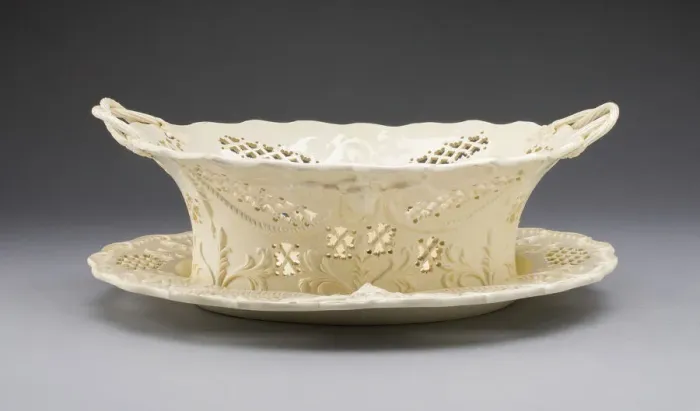 Framed Print : Fruit Basket and Stand, Yorkshire, 1780 / 1800. Creator: Leeds Pottery Framed Print : Fruit Basket and Stand, Yorkshire, 1780 / 1800. Creator: Leeds Pottery
