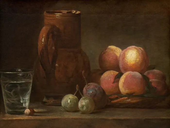 Framed Print : Fruit, Jug, and a Glass, c. 1726  /  1728. Creator: Jean-Simeon Chardin