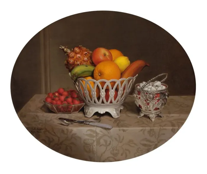 Framed Print : Fruit Piece, 1860. Creator: Hannah Brown Skeele Framed Print : Fruit Piece, 1860. Creator: Hannah Brown Skeele