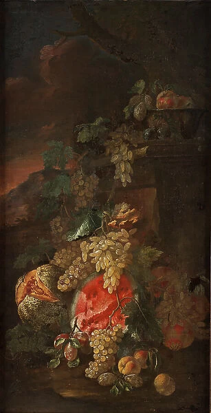Fruit Piece with a Landscape Background. Creator: Giovanni Paolo Spadino