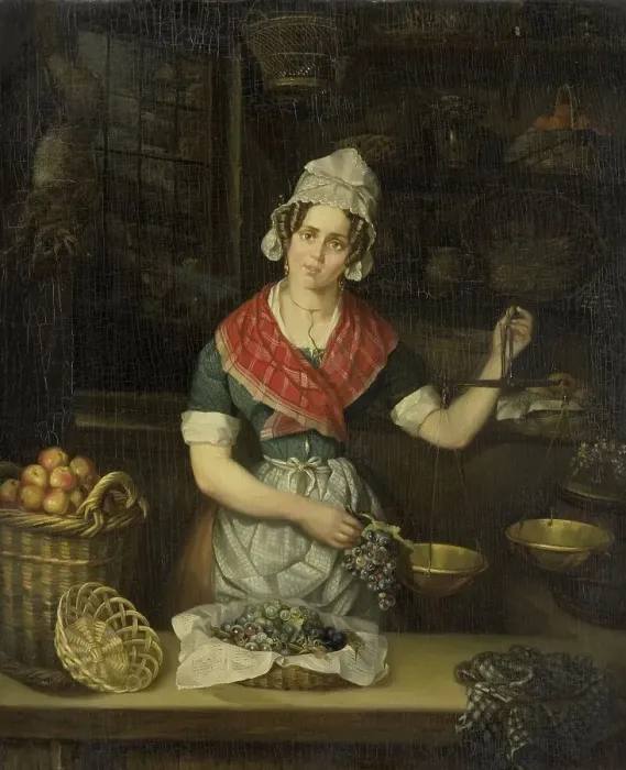 Framed Print : Fruit Seller, 1840-1860. Creator: Henrietta Christina Temminck
