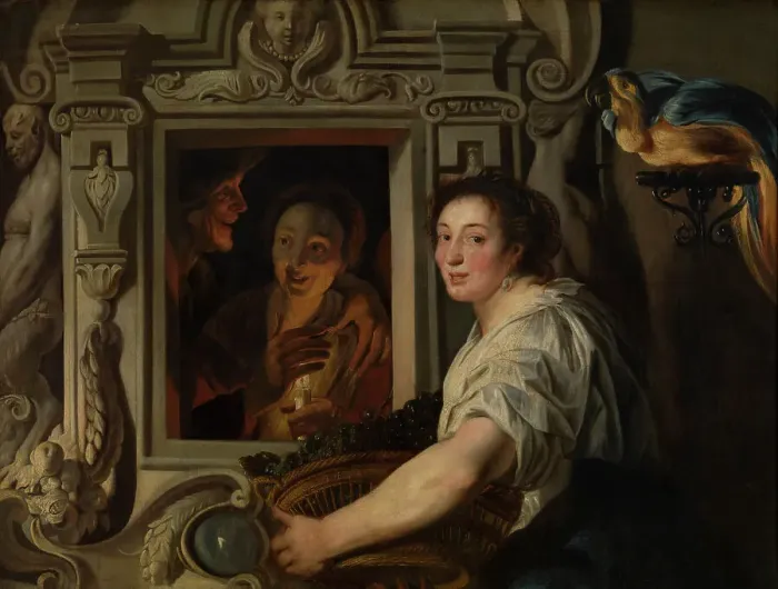 Framed Print : The Fruit Seller. Creator: Jordaens, Jacob (1593-1678) Framed Print : The Fruit Seller. Creator: Jordaens, Jacob (1593-1678)