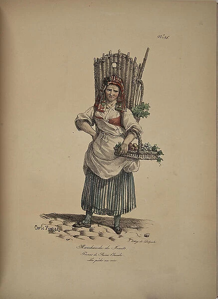 Fruit seller. From the Series 'Cris de Paris' (The Cries of Paris), 1815. Creator: Vernet, Carle (1758-1836). Fruit seller. From the Series 'Cris de Paris' (The Cries of Paris), 1815. Creator: Vernet, Carle (1758-1836)