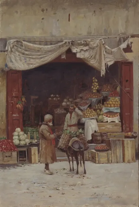 Framed Print : Fruit shop. Artist: Sommer, Richard Karl (1866-1939) Framed Print : Fruit shop. Artist: Sommer, Richard Karl (1866-1939)
