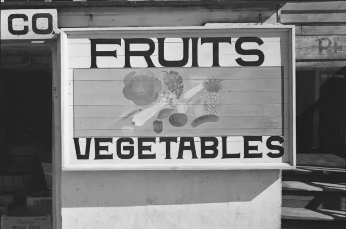 Framed Print : Fruit sign, Beaufort, South Carolina, 1936. Creator: Walker Evans Framed Print : Fruit sign, Beaufort, South Carolina, 1936. Creator: Walker Evans