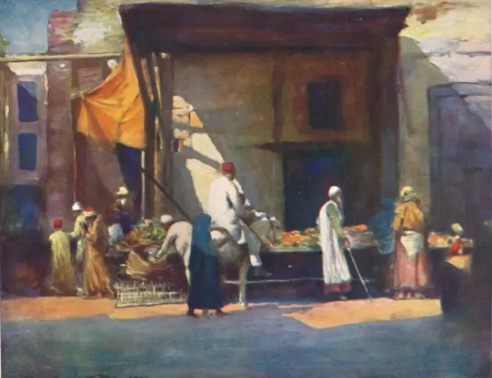 Framed Print : Fruit Stall, 1903. Artist: Mortimer L Menpes Framed Print : Fruit Stall, 1903. Artist: Mortimer L Menpes