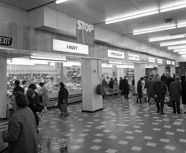 Fruit and veg counter and cold counter, ASDA supermarket, Rotherham, South Yorkshire, 1969