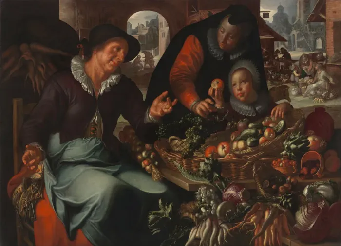 Framed Print : The fruit and vegetable seller, c. 1618. Artist: Wtewael, Joachim (1566-1638) Framed Print : The fruit and vegetable seller, c. 1618. Artist: Wtewael, Joachim (1566-1638)