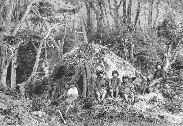 Framed Print : Fuegians and their Wigwams, c1885, (1890). Artist: Robert Taylor Pritchett Framed Print : Fuegians and their Wigwams, c1885, (1890). Artist: Robert Taylor Pritchett