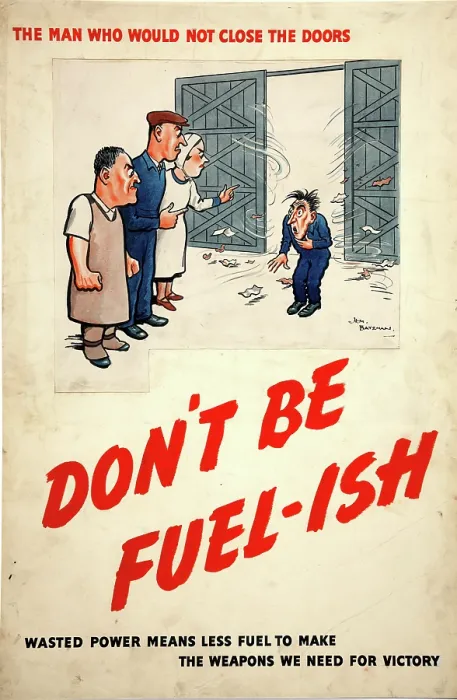 Framed Print : Fuel Economy: The man who would not close the doors... 1939 and 1946 Framed Print : Fuel Economy: The man who would not close the doors... 1939 and 1946