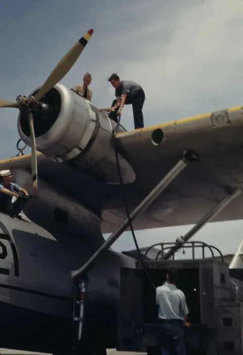 Framed Print : Fueling a plane at the Naval Air Base, Corpus Christi, Texas, 1942. Creator: Howard Hollem Framed Print : Fueling a plane at the Naval Air Base, Corpus Christi, Texas, 1942. Creator: Howard Hollem