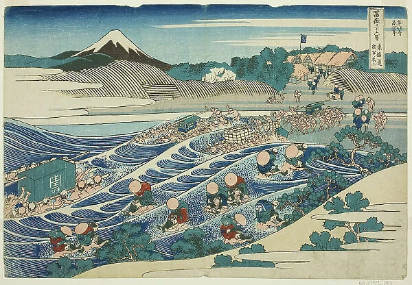 Fuji from Kanaya on the Tokaido (Tokaido Kanaya no Fuji), from the series Thirty-six... c. 1830 / 32. Creator: Hokusai