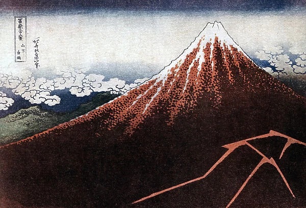 Fuji above the Lightning, c1823. Artist: Hokusai