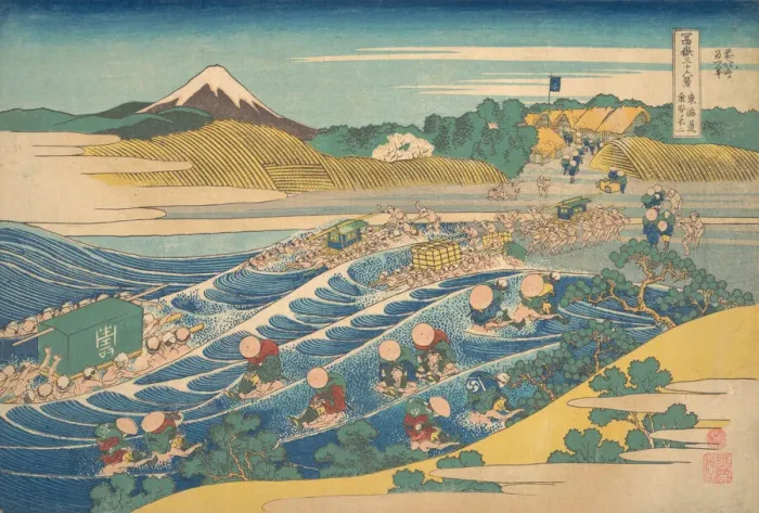 Framed Print : Fuji Seen from Kanaya on the Tokaido (Tokaido Kanaya no Fuji), from the series Thir Framed Print : Fuji Seen from Kanaya on the Tokaido (Tokaido Kanaya no Fuji), from the series Thir