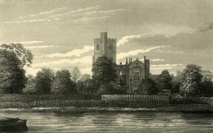 Framed Print : Fulham Church, from the Thames, (c1878). Creator: Unknown Framed Print : Fulham Church, from the Thames, (c1878). Creator: Unknown