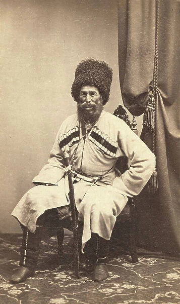 Full-length portrait of Transcaucasian man, seated, facing front, between 1870 and 1886. Creator: Unknown