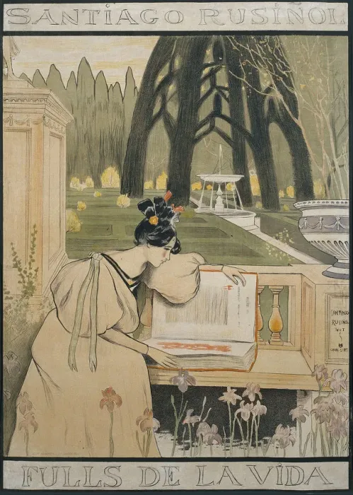 Framed Print : Fulls de la vida (Poster). Artist: Rusinol, Santiago (1861-1931) Framed Print : Fulls de la vida (Poster). Artist: Rusinol, Santiago (1861-1931)