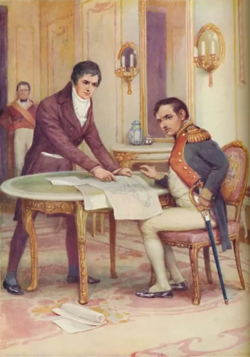 Framed Print : Fulton Explains His Submarine to Napoleon, c1925. Artist: Arthur Percy Dixon Framed Print : Fulton Explains His Submarine to Napoleon, c1925. Artist: Arthur Percy Dixon