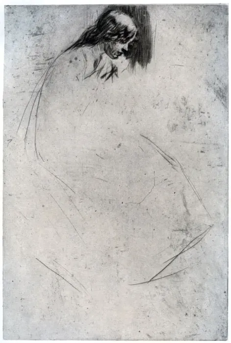 Framed Print : Fumettes Bent Head, c1859 (1904). Artist: James Abbott McNeill Whistler Framed Print : Fumettes Bent Head, c1859 (1904). Artist: James Abbott McNeill Whistler