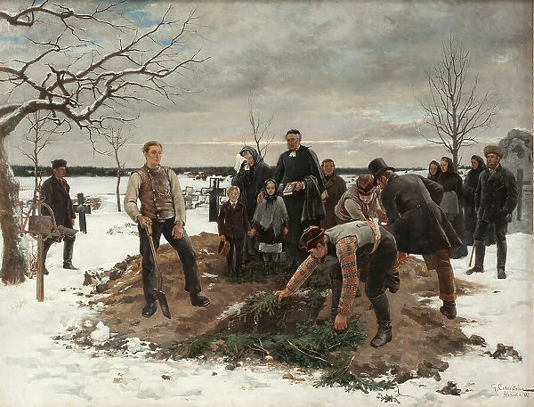 A Funeral in Alsike, 1883. Creator: Gustaf Cederström