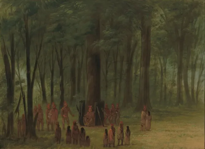 Framed Print : Funeral of Black Hawk - Saukie, 1861 / 1869. Creator: George Catlin Framed Print : Funeral of Black Hawk - Saukie, 1861 / 1869. Creator: George Catlin