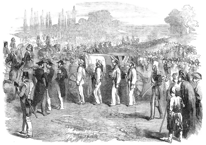 Framed Print : Funeral of Captain Parker, at the Champ des Morts, at Pera, 1854. Creator: Unknown Framed Print : Funeral of Captain Parker, at the Champ des Morts, at Pera, 1854. Creator: Unknown