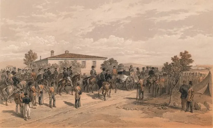 Framed Print : The Funeral Cortege of Lord Raglan Leaving Head Quarters, 1856. Artist: Thomas Picken Framed Print : The Funeral Cortege of Lord Raglan Leaving Head Quarters, 1856. Artist: Thomas Picken