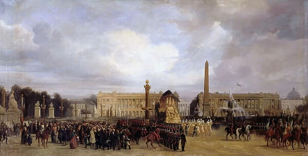 The Funeral Cortege of Napoleon I Passing Through the Place de la Concorde 15 December 1840. Artist: Guiaud, Jacques (1810-1876)
