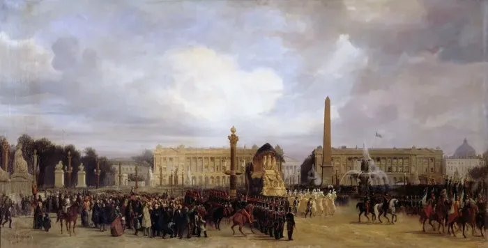 Framed Print : The Funeral Cortege of Napoleon I Passing Through the Place de la Concorde 15 December 1840. Artist: Guiaud, Jacques (1810-1876) Framed Print : The Funeral Cortege of Napoleon I Passing Through the Place de la Concorde 15 December 1840. Artist: Guiaud, Jacques (1810-1876)
