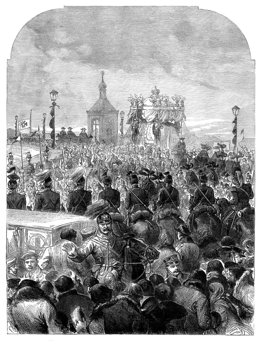 Framed Print : Funeral of the Emperor of Russia: removal of the body to the Church of St. Peter and St. Paul, 1881. Creator: Unknown Framed Print : Funeral of the Emperor of Russia: removal of the body to the Church of St. Peter and St. Paul, 1881. Creator: Unknown