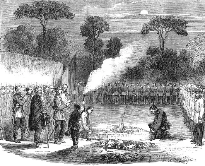 Framed Print : The funeral of Ensign Tucker of the British Legion, at the advanced posts before Capua... 1860. Creator: Unknown Framed Print : The funeral of Ensign Tucker of the British Legion, at the advanced posts before Capua... 1860. Creator: Unknown