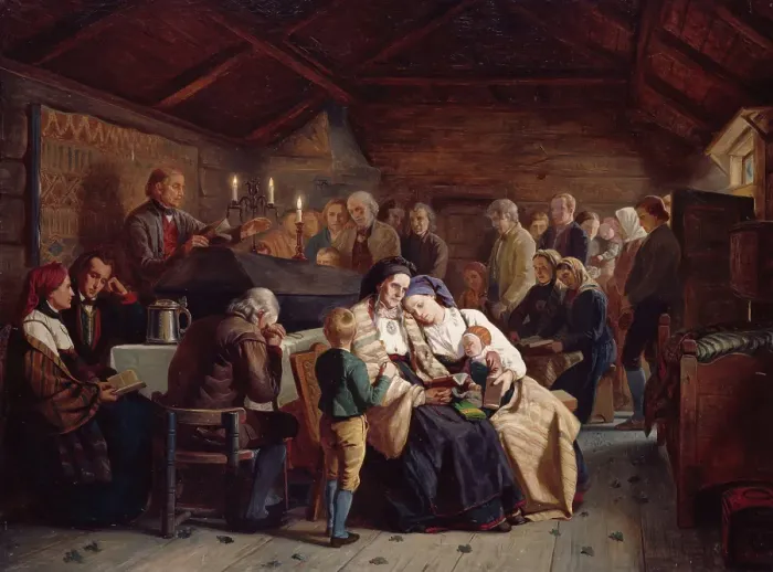 Framed Print : Funeral Feast, probably 1854. Creator: Adolph Tidemand Framed Print : Funeral Feast, probably 1854. Creator: Adolph Tidemand