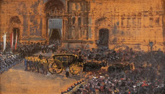 Framed Print : The funeral of Francesco Rizzoli, 1880. Creator: Sezanne, Augusto (1856-1935) Framed Print : The funeral of Francesco Rizzoli, 1880. Creator: Sezanne, Augusto (1856-1935)