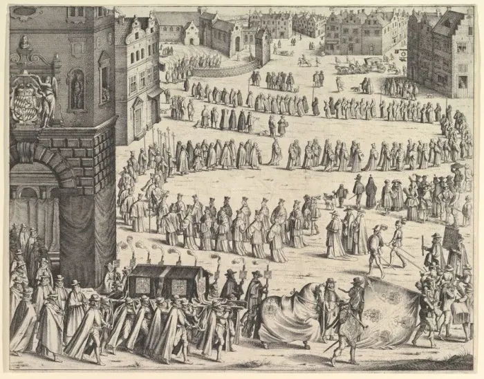 Framed Print : Funeral of General Johan Baptiste von Taxis, 1645. Creator: Wenceslaus Hollar Framed Print : Funeral of General Johan Baptiste von Taxis, 1645. Creator: Wenceslaus Hollar