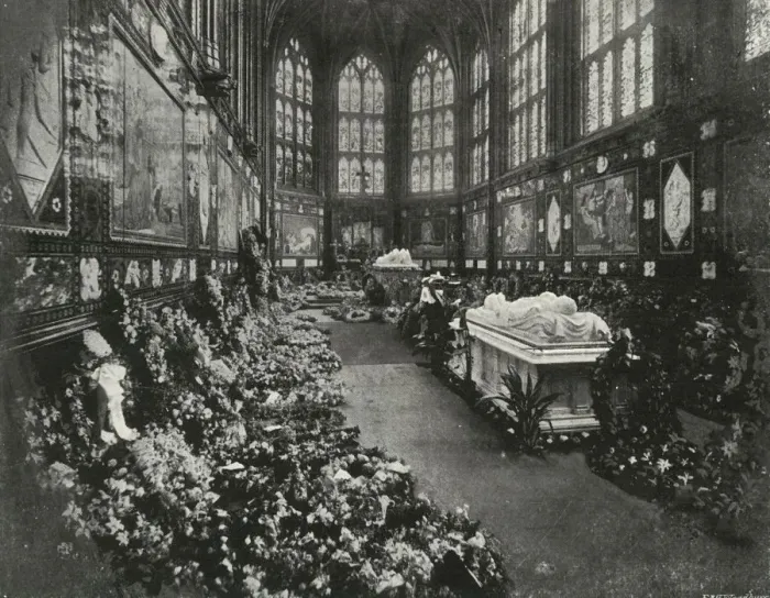 Framed Print : Funeral of H. R. H. The Duke of Clarence, January 1892, (c1897). Artist: E&S Woodbury Framed Print : Funeral of H. R. H. The Duke of Clarence, January 1892, (c1897). Artist: E&S Woodbury