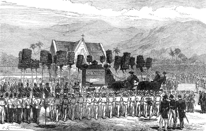 Framed Print : Funeral of the King of the Sandwich Islands, 1874. Creator: Unknown Framed Print : Funeral of the King of the Sandwich Islands, 1874. Creator: Unknown