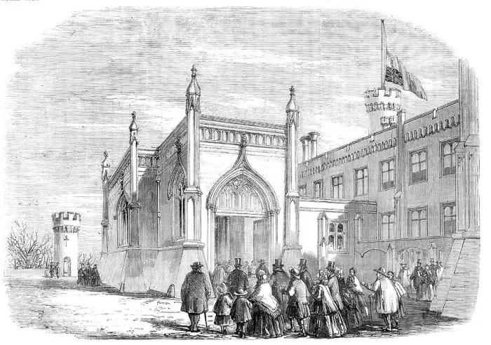 Framed Print : Funeral of the late Duke of Rutland: Tenantry going to the Lying-in-State, at Belvoir Castle, 1857. Creator: Unknown Framed Print : Funeral of the late Duke of Rutland: Tenantry going to the Lying-in-State, at Belvoir Castle, 1857. Creator: Unknown