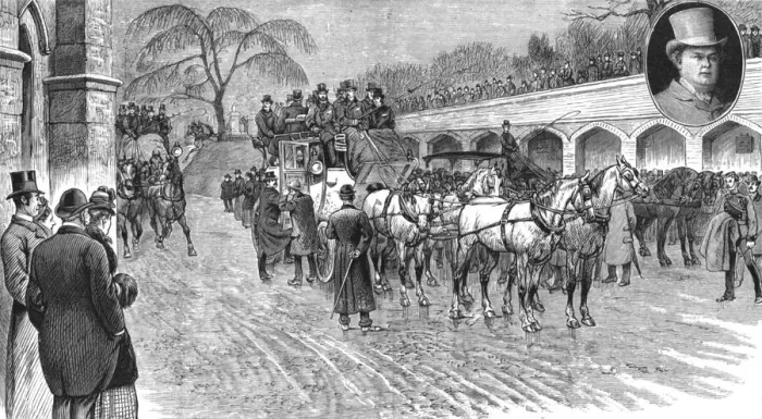 Framed Print : The Funeral of the late James Selby, the celebrated Whip';the coaches at Reigate Cemetery, 1888 Creator: Unknown Framed Print : The Funeral of the late James Selby, the celebrated Whip';the coaches at Reigate Cemetery, 1888 Creator: Unknown