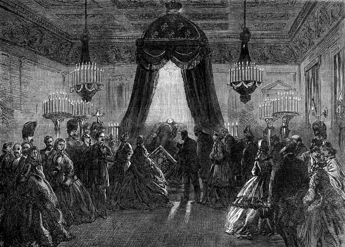 Framed Print : Funeral of the late King of the Belgians: the body lying in state...Royal Palace at Brussels, 1865. Creator: Unknown Framed Print : Funeral of the late King of the Belgians: the body lying in state...Royal Palace at Brussels, 1865. Creator: Unknown
