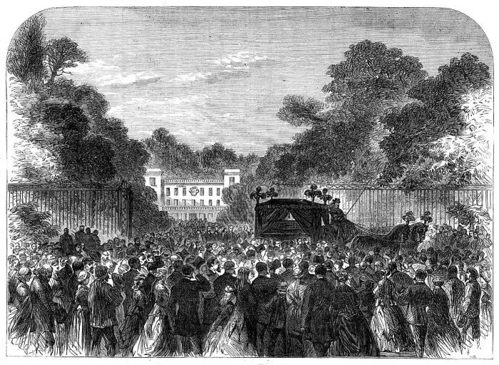 Framed Print : Funeral of the late Lord Brougham at Cannes, 1868. Creator: Unknown Framed Print : Funeral of the late Lord Brougham at Cannes, 1868. Creator: Unknown
