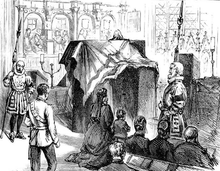 Framed Print : Funeral of Lord Napier of Magdala: the coffin in the Chapel at the Tower, 1890. Creator: Unknown Framed Print : Funeral of Lord Napier of Magdala: the coffin in the Chapel at the Tower, 1890. Creator: Unknown
