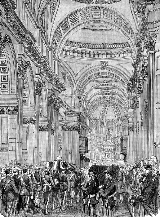Framed Print : Funeral of Lord Napier of Magdala: the procession in the nave of St. Paul's Cathedral, 1890. Creator: Unknown Framed Print : Funeral of Lord Napier of Magdala: the procession in the nave of St. Paul's Cathedral, 1890. Creator: Unknown