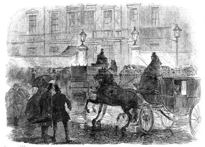 Framed Print : The Funeral of Lord Palmerston: arrival of the hearse at Cambridge House, Piccadilly, 1865. Creator: Unknown Framed Print : The Funeral of Lord Palmerston: arrival of the hearse at Cambridge House, Piccadilly, 1865. Creator: Unknown