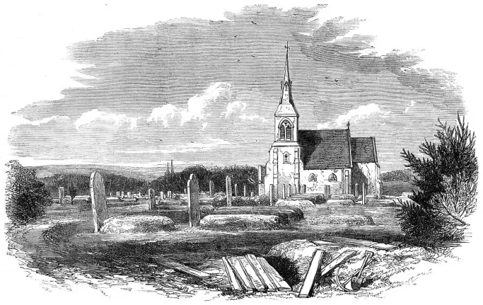 Framed Print : The Funeral of Lord Palmerston: the new cemetery at Romsey...interment of Lord Palmerston, 1865. Creator: Unknown Framed Print : The Funeral of Lord Palmerston: the new cemetery at Romsey...interment of Lord Palmerston, 1865. Creator: Unknown