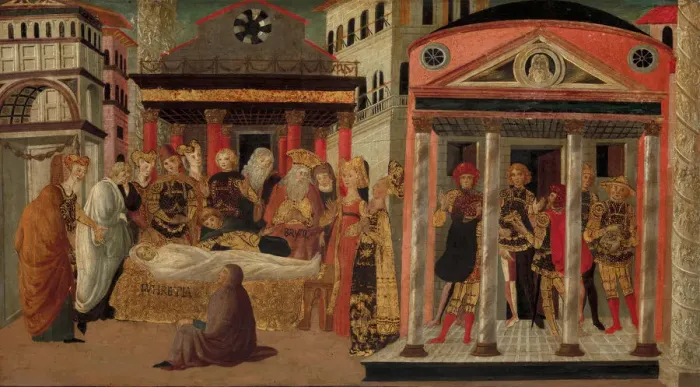Framed Print : The Funeral of Lucretia, late 15th-early 16th century. Creator: Master of Marradi Framed Print : The Funeral of Lucretia, late 15th-early 16th century. Creator: Master of Marradi